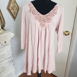 M USA pink long sleeve tunic top. Size 1X